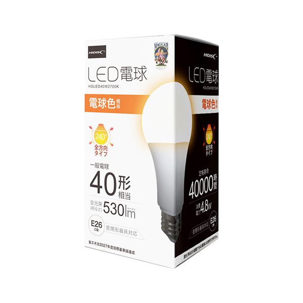 【まとめ】HIDISC LED電球(一般電球40形相当) 電球色 HDLED40W2700K【×3セット】