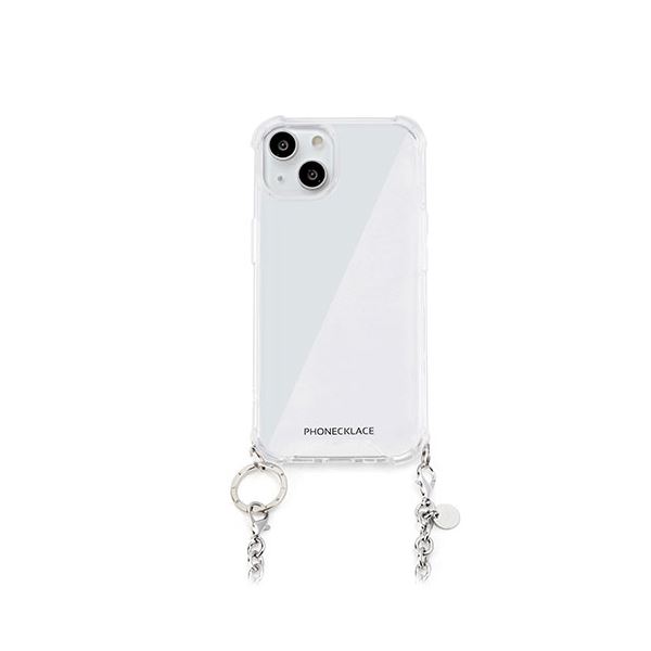 araree PHONECKLACE チェーンショルダーストラップ付きクリアケース for iPhone 14 シルバー 背面カバー型 PN23850i14SV