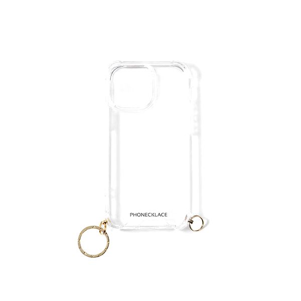 araree PHONECKLACE ストラップ用リング付きクリアケース for iPhone 14 Pro ゴールドチャーム 背面カバー型 PN23878i14PGD