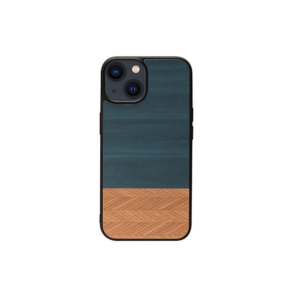 Man ＆ Wood 天然木ケース for iPhone 14 Denim 背面カバー型 I23623i14