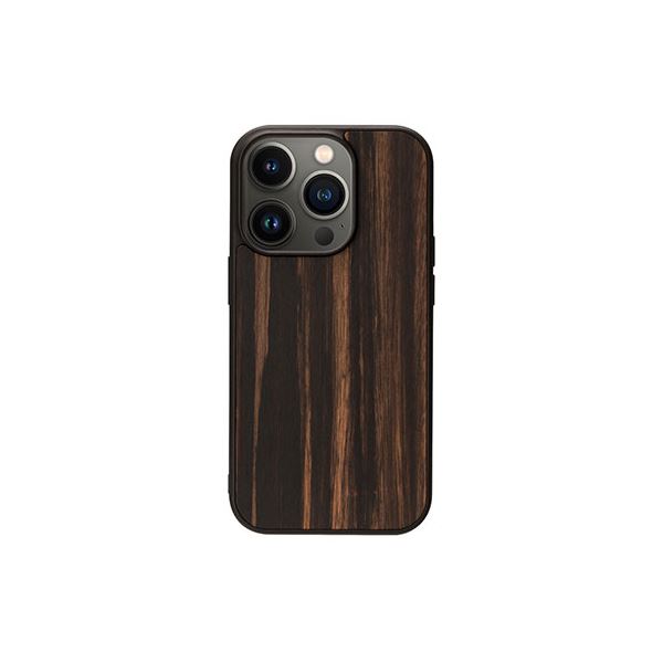 Man ＆ Wood 天然木ケース for iPhone 14 Pro Ebony 背面カバー型 I23631i14P