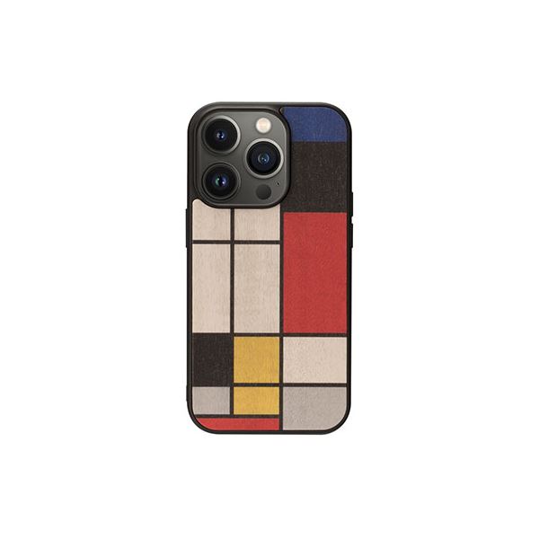 Man ＆ Wood 天然木ケース for iPhone 14 Pro Mondrian Wood 背面カバー型 I23635i14P