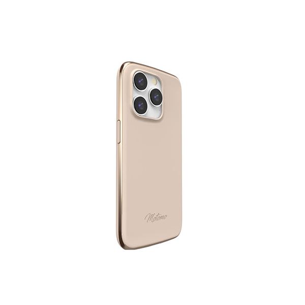 motomo INO LINE INFINITY CASE for iPhone 14 Pro ウォームベージュクロームゴールド 背面カバー型 MT24286i14PBG