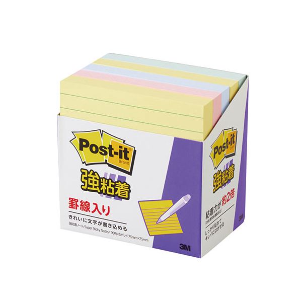 3M Post-it ポストイット 強粘着ノート 罫線入 パステルカラー混色 3M-630-5SSAP