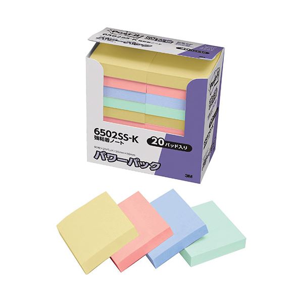 3M Post-it ポストイット パワーパック 強粘着ノート パステルカラー 3M-6502SS-K