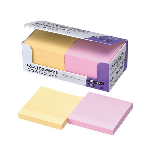 3M Post-it ポストイット エコノパック強粘着ノート パステルカラーY／P 3M-6541SS-RPYP