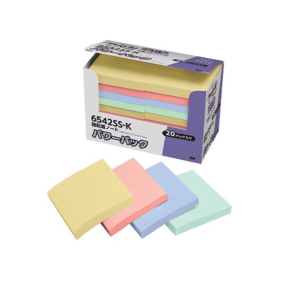 3M Post-it ポストイット パワーパック 強粘着ノート パステルカラー 3M-6542SS-K