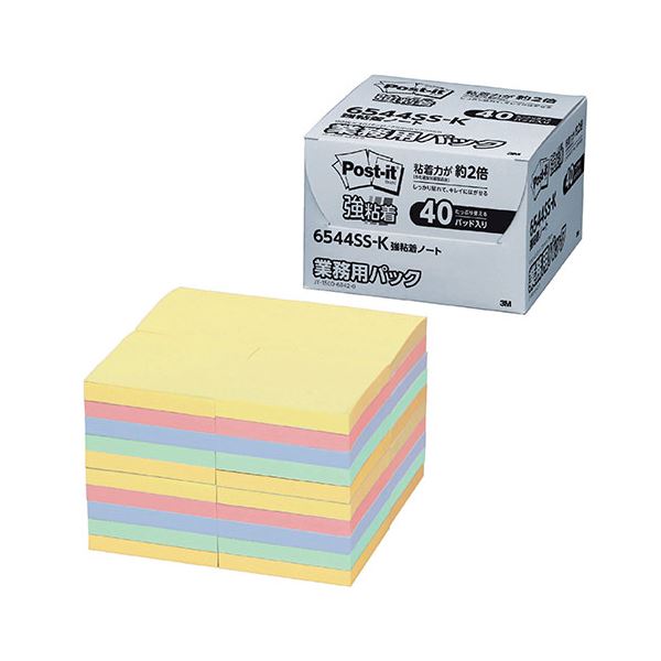 3M Post-it ポストイット 強粘着ノート パステルカラー 業務用 4色 3M-6544SS-K