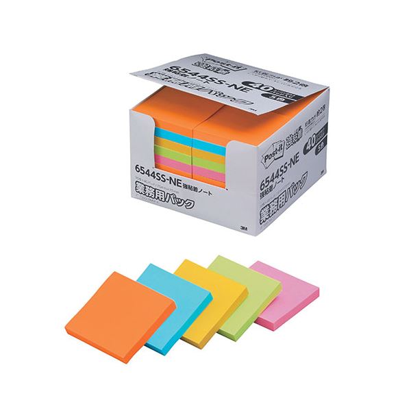 3M Post-it ポストイット 強粘着ノート 業務用パック 5色混色 3M-6544SS-NE