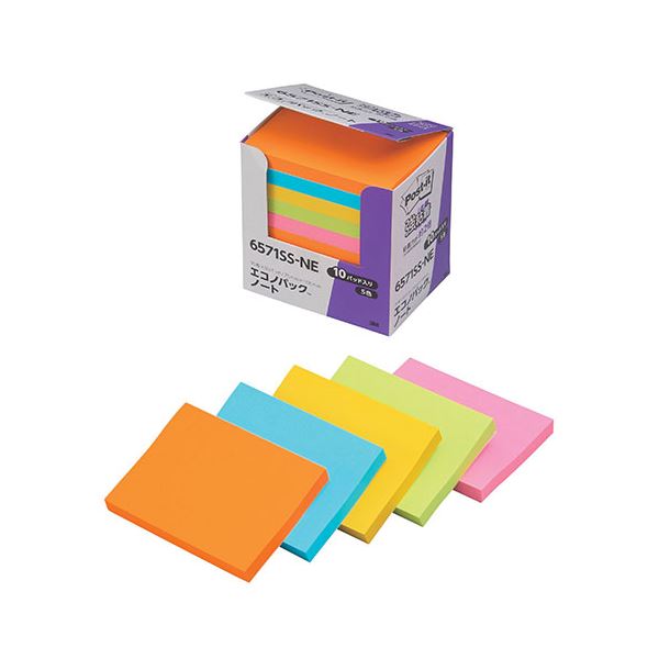 3M Post-it ポストイット エコノパック 強粘着ノート 5色混色 3M-6571SS-NE