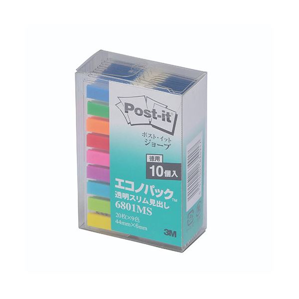 3M Post-it ポストイット ジョーブ エコノパック 透明スリム見出し 3M-6801MS