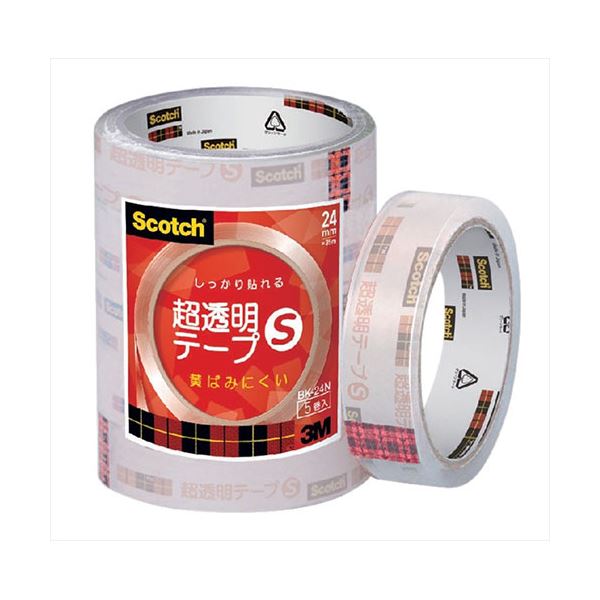 3M Scotch スコッチ 超透明テープS 工業用包装 5巻入 24mm 3M-BK-24N