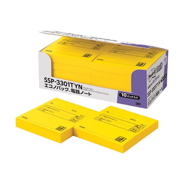 3M Post-it ポストイット エコノ強粘着電話ノートSSP-3301TYN 3M-SSP-3301TYN