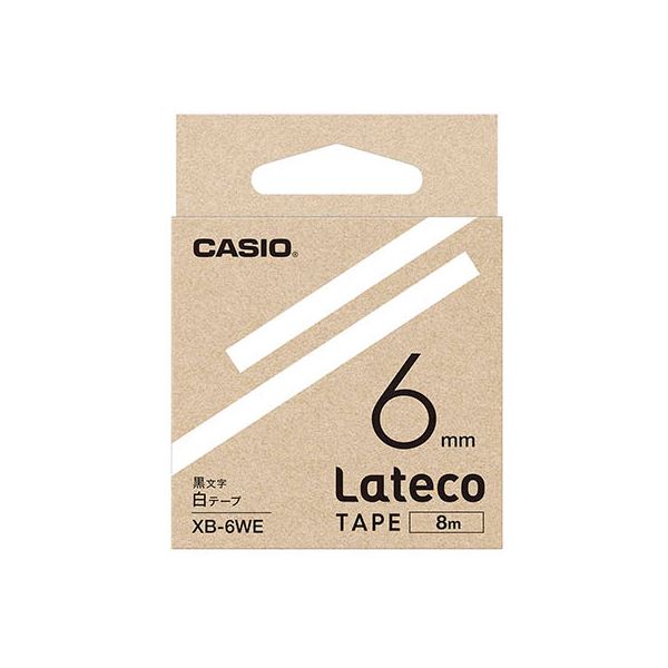 【5個セット】 カシオ計算機 Lateco 詰め替え用テープ 6mm 白テープ 黒文字 XB-6WEX5