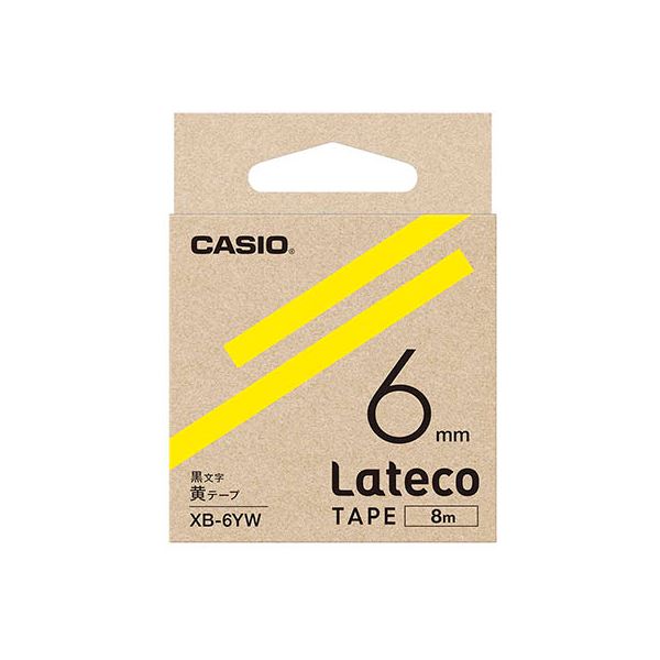 【5個セット】 カシオ計算機 Lateco 詰め替え用テープ 6mm 黄テープ 黒文字 XB-6YWX5