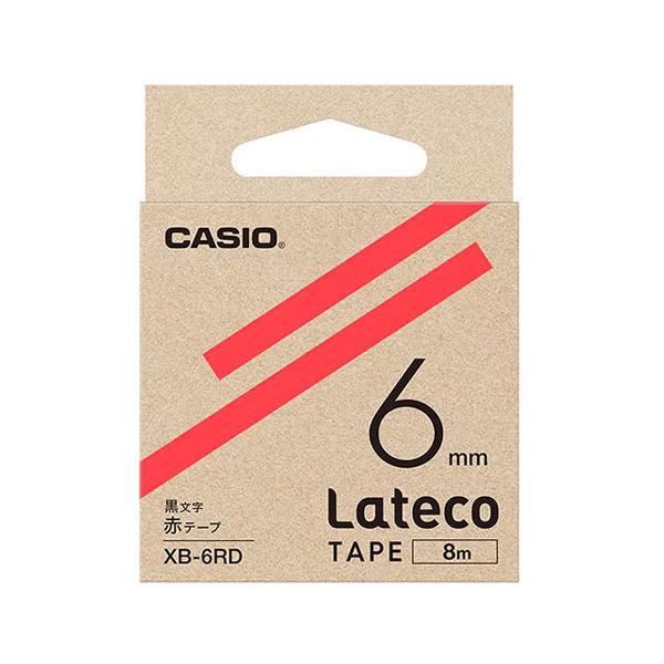 【5個セット】 カシオ計算機 Lateco 詰め替え用テープ 6mm 赤テープ 黒文字 XB-6RDX5