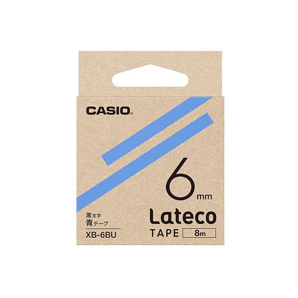 【5個セット】 カシオ計算機 Lateco 詰め替え用テープ 6mm 青テープ 黒文字 XB-6BUX5