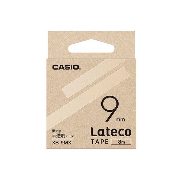 【5個セット】 カシオ計算機 Lateco 詰め替え用テープ 9mm 半透明テープ 黒文字 XB-9MXX5