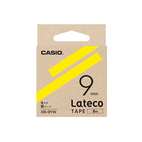 【5個セット】 カシオ計算機 Lateco 詰め替え用テープ 9mm 黄テープ 黒文字 XB-9YWX5