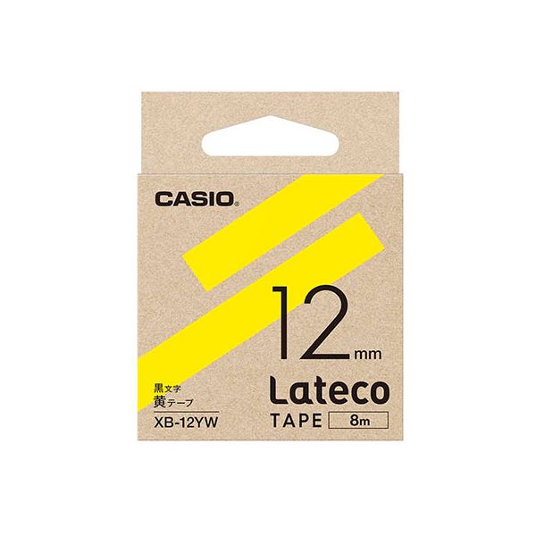 【5個セット】 カシオ計算機 Lateco 詰め替え用テープ 12mm 黄テープ 黒文字 XB-12YWX5