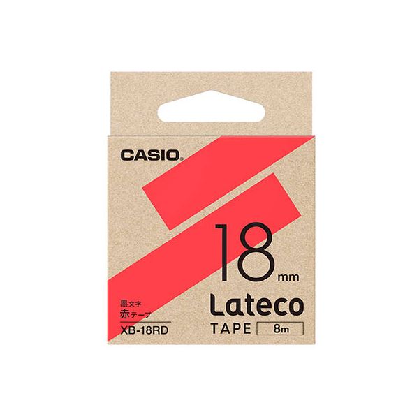 【5個セット】 カシオ計算機 Lateco 詰め替え用テープ 18mm 赤テープ 黒文字 XB-18RDX5