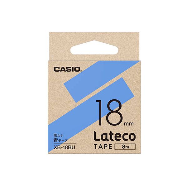 【5個セット】 カシオ計算機 Lateco 詰め替え用テープ 18mm 青テープ 黒文字 XB-18BUX5