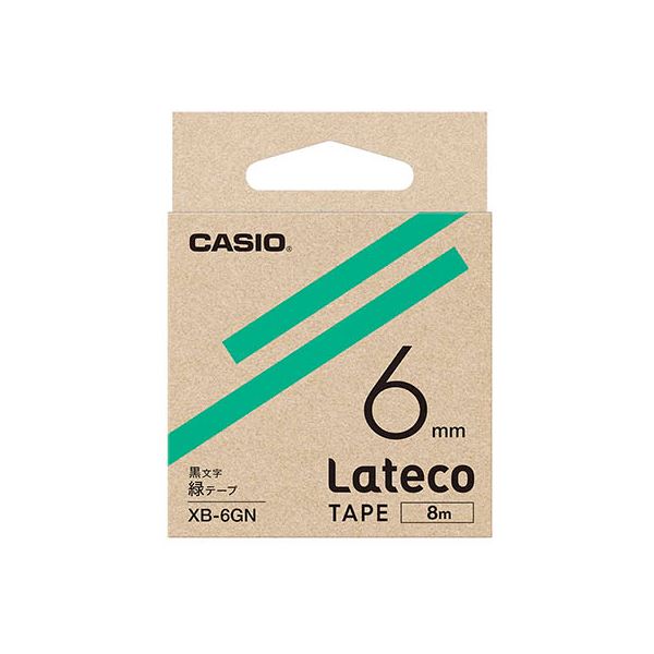 【5個セット】 カシオ計算機 Lateco 詰め替え用テープ 6mm 緑テープ 黒文字 XB-6GNX5