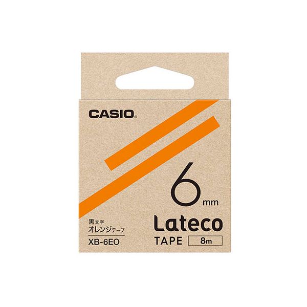 【5個セット】 カシオ計算機 Lateco 詰め替え用テープ 6mm オレンジテープ黒文字 XB-6EOX5