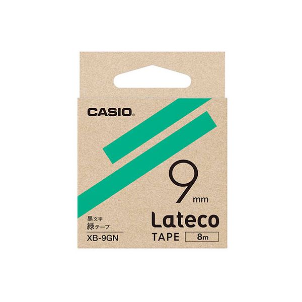 【5個セット】 カシオ計算機 Lateco 詰め替え用テープ 9mm 緑テープ 黒文字 XB-9GNX5