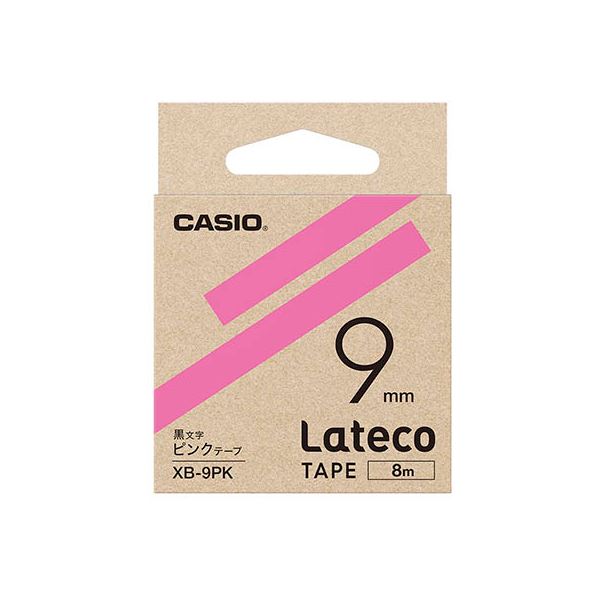 【5個セット】 カシオ計算機 Lateco 詰め替え用テープ 9mm ピンクテープ 黒文字 XB-9PKX5