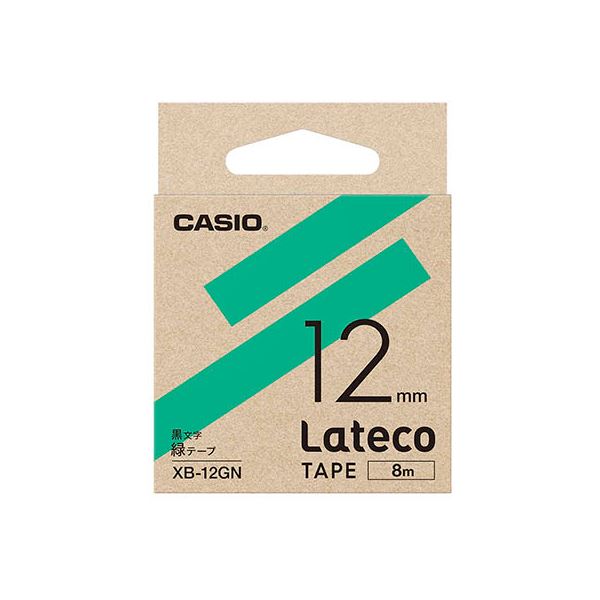 【5個セット】 カシオ計算機 Lateco 詰め替え用テープ 12mm 緑テープ 黒文字 XB-12GNX5