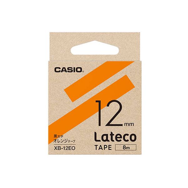 【5個セット】 カシオ計算機 Lateco 詰め替え用テープ 12mmオレンジテープ黒文字 XB-12EOX5