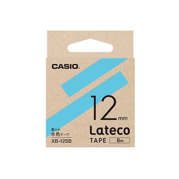 【5個セット】 カシオ計算機 Lateco 詰め替え用テープ 12mm 水色テープ 黒文字 XB-12SBX5