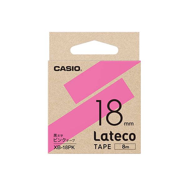 【5個セット】 カシオ計算機 Lateco 詰め替え用テープ 18mm ピンクテープ黒文字 XB-18PKX5