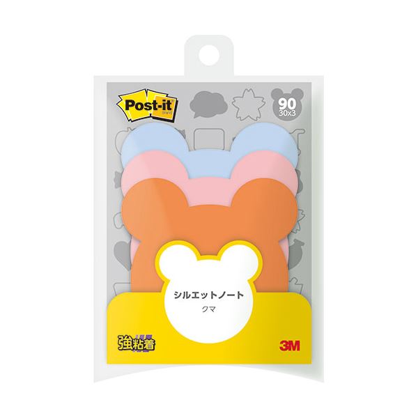 【10個セット】 3M Post-it ポストイット シルエットノート 強粘着 クマ 3M-SSS-BERX10