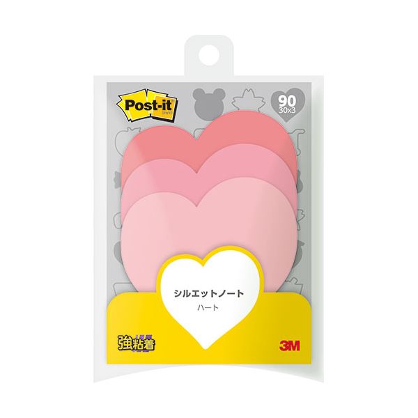 【10個セット】 3M Post-it ポストイット シルエットノート 強粘着 ハート 3M-SSS-HERX10