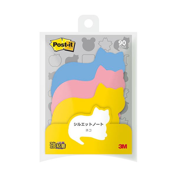 【10個セット】 3M Post-it ポストイット シルエットノート 強粘着 ネコ 3M-SSS-NERX10