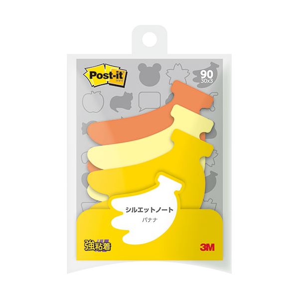 【10個セット】 3M Post-it ポストイット シルエットノート 強粘着 バナナ 3M-SSS-BAX10