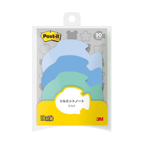 【10個セット】 3M Post-it ポストイット シルエットノート 強粘着 サカナ 3M-SSS-FIX10