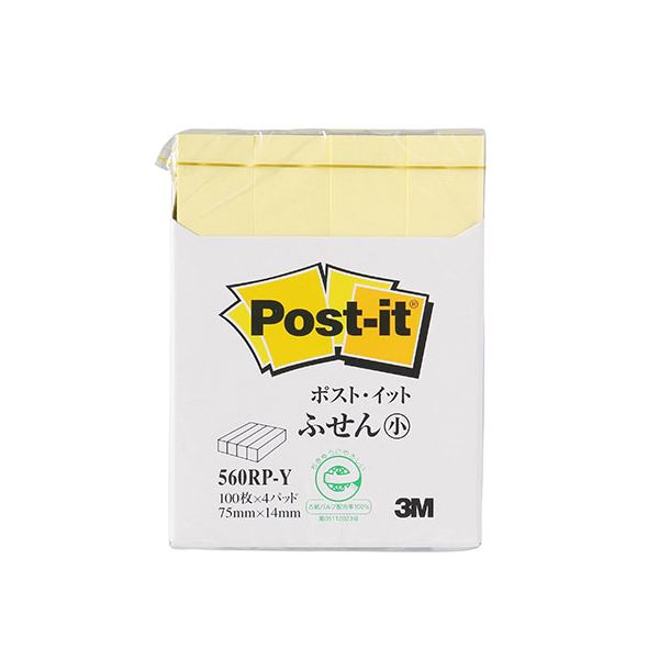 【10個セット】 3M Post-it ポストイット 再生紙 ふせん小 イエロー 3M-560RP-YX10