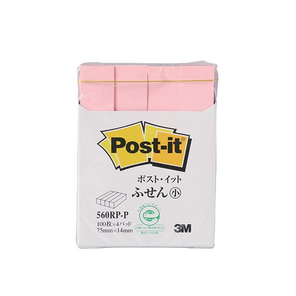 【10個セット】 3M Post-it ポストイット 再生紙 ふせん小 ピンク 3M-560RP-PX10