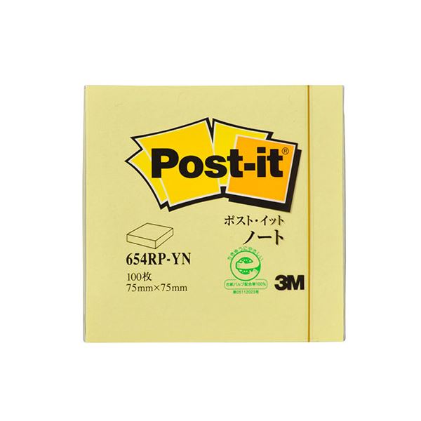 【20個セット】 3M Post-it ポストイット 再生紙 ノート イエロー 3M-654RP-YNX20