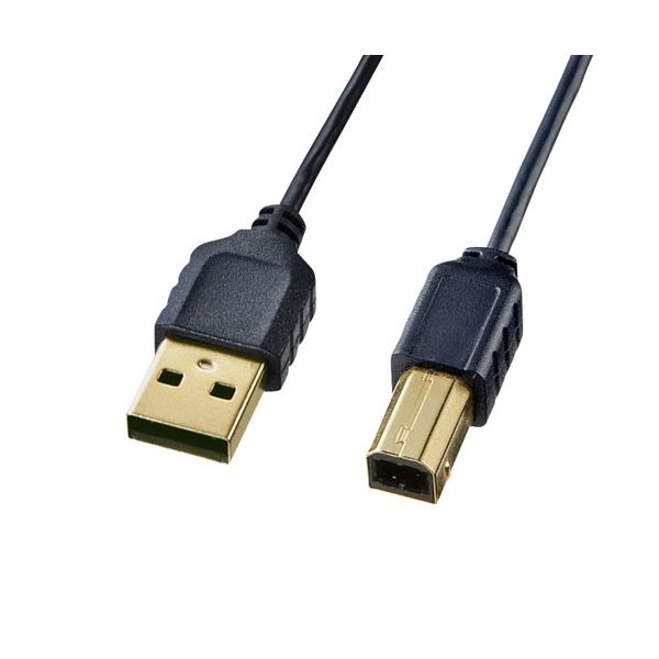 【5個セット】 サンワサプライ 極細USBケーブル （USB2.0 A-Bタイプ） 1.5m ブラック KU20-SL15BKKX5