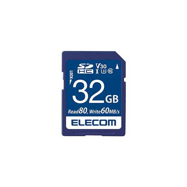 エレコム SDHCカード／データ復旧サービス付／ビデオスピードクラス対応／UHS-I U3 80MB／s 32GB MF-FS032GU13V3R