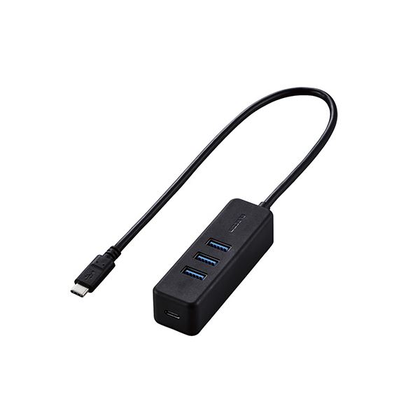 エレコム USB Type C ハブ／USB3.1（Gen1）／USB-Aメス3ポート／PD対応Type-C1ポート／ケーブル30cm／ブラック U3HC-T431P5BK