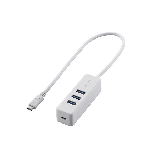 エレコム USB Type C ハブ／USB3.1（Gen1）／USB-Aメス3ポート／PD対応Type-C1ポート／ケーブル30cm／ホワイト U3HC-T431P5WH