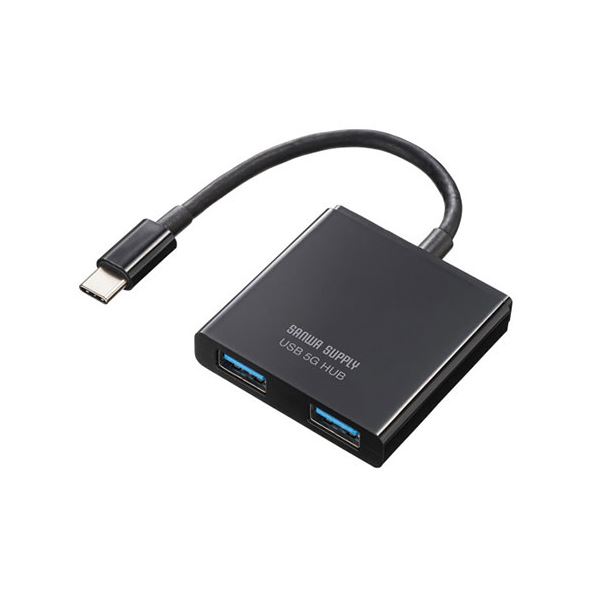 サンワサプライ USB Type-C ハブ（3ポート） USB Aポート×2 Type-Cポート×1 USB-3TCP9BK