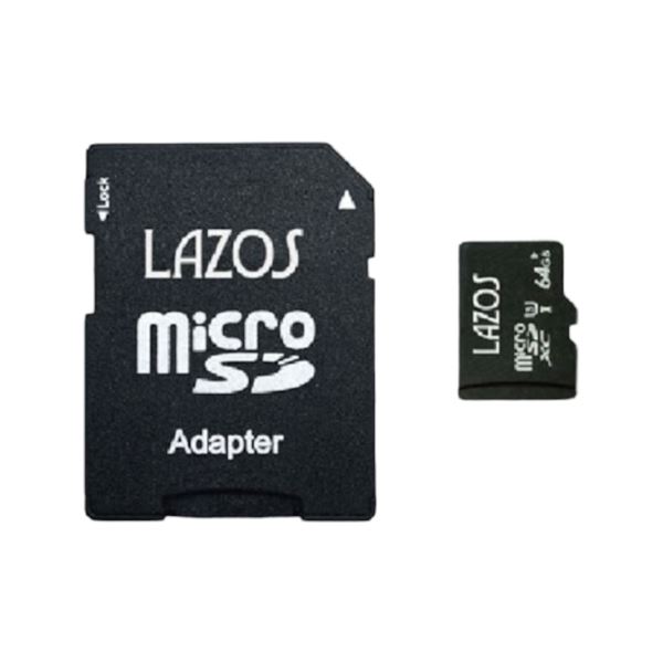 【20個セット】 Lazos microSDXCメモリーカード 64GB UHS-I U3 CLASS10 紙パッケージ L-B64MSD10-U3X20