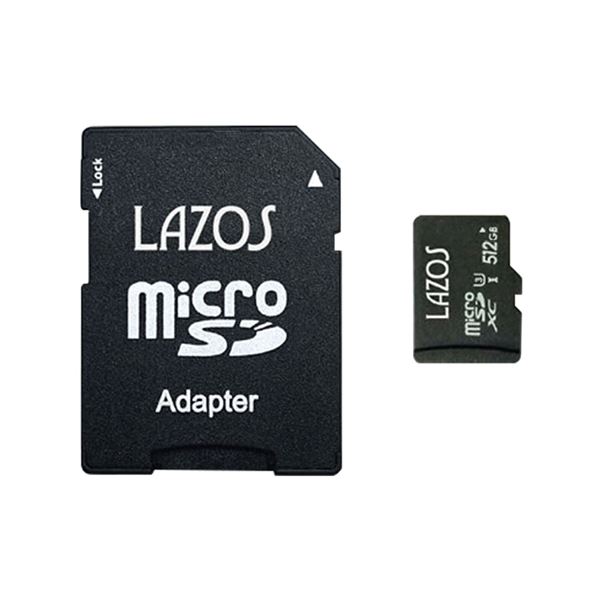 【20個セット】 Lazos microSDXCメモリーカード 512GB UHS-I U3 CLASS10 紙パッケージ L-B512MSD10-U3X20