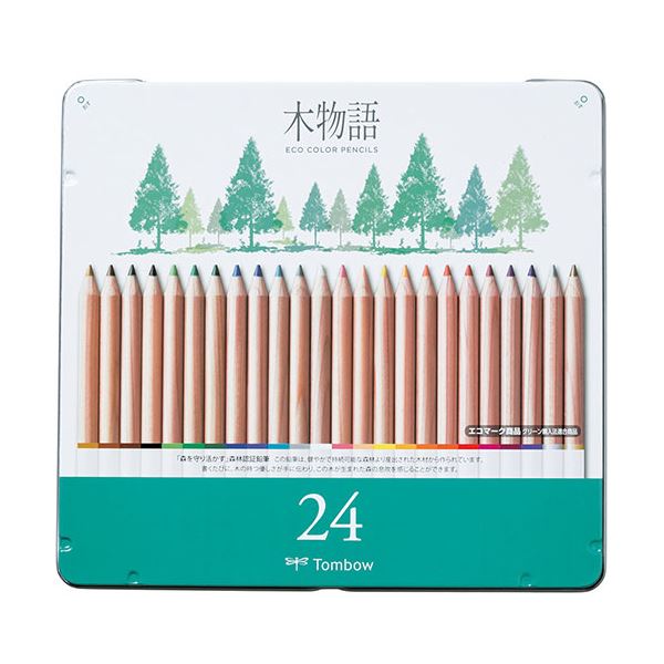 トンボ鉛筆 S木物語 缶入色鉛筆 24色セット Tombow-CB-RS24C